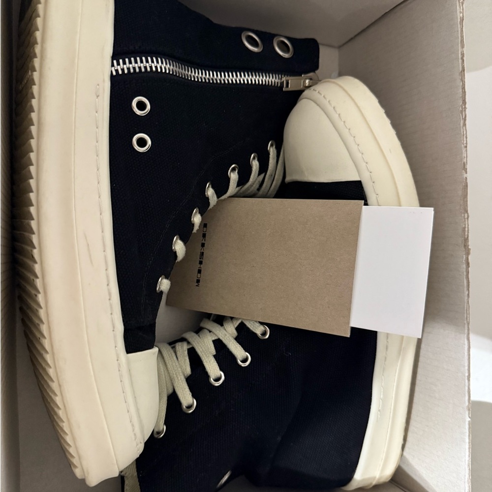 Rick Owens Black Canvas High-Top Sneakers